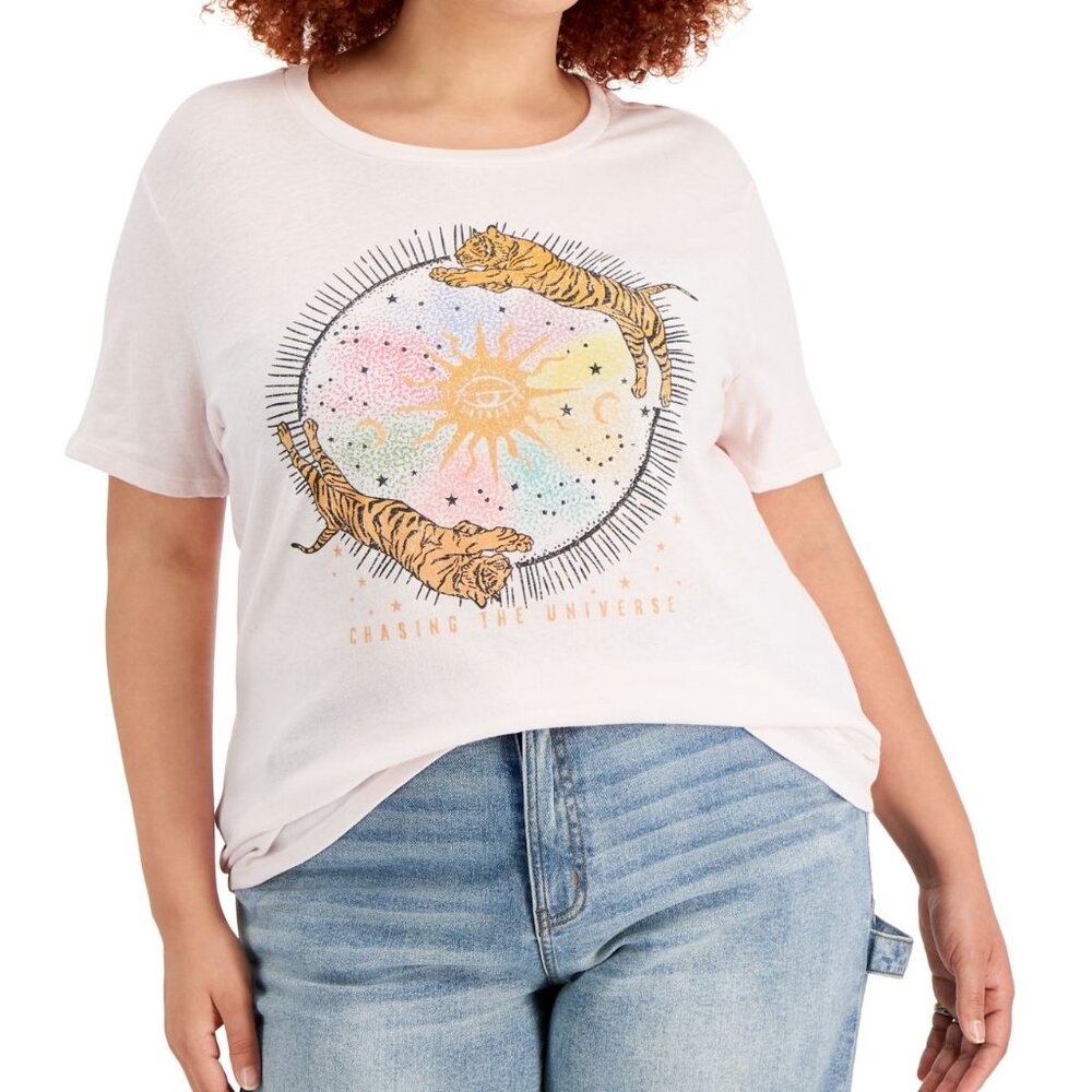 Love Tribe Womens Trendy Plus Size Tiger Celestial-Graphic T-Shirt